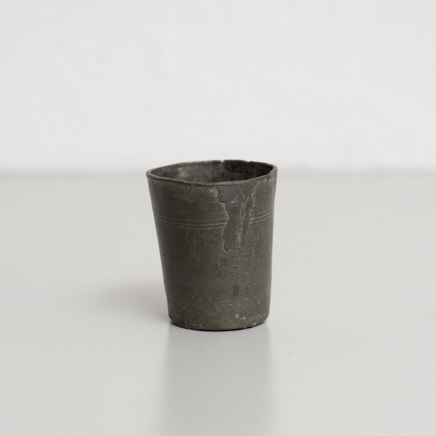 Juego francés vintage de vaso y taza de metal - Circa 1940 5