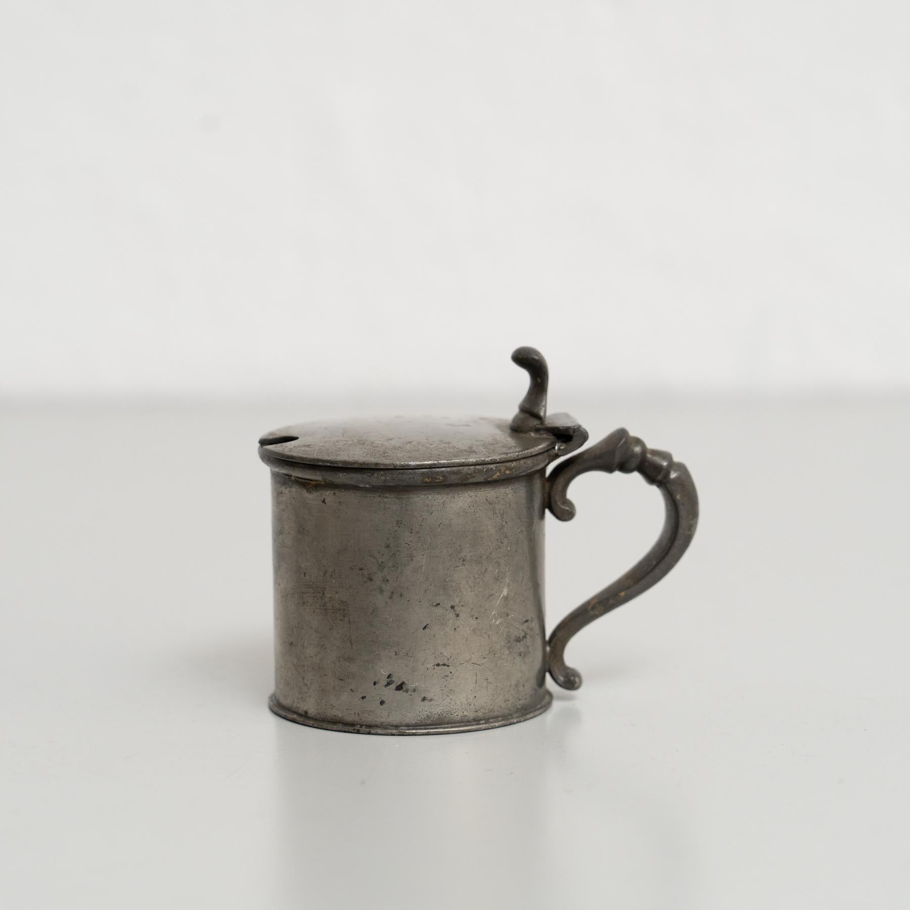Juego francés vintage de vaso y taza de metal - Circa 1940 Moderno de mediados de siglo