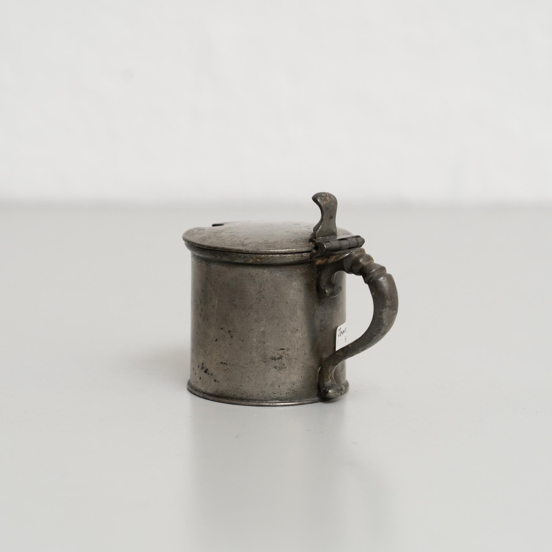 Juego francés vintage de vaso y taza de metal - Circa 1940 Francés