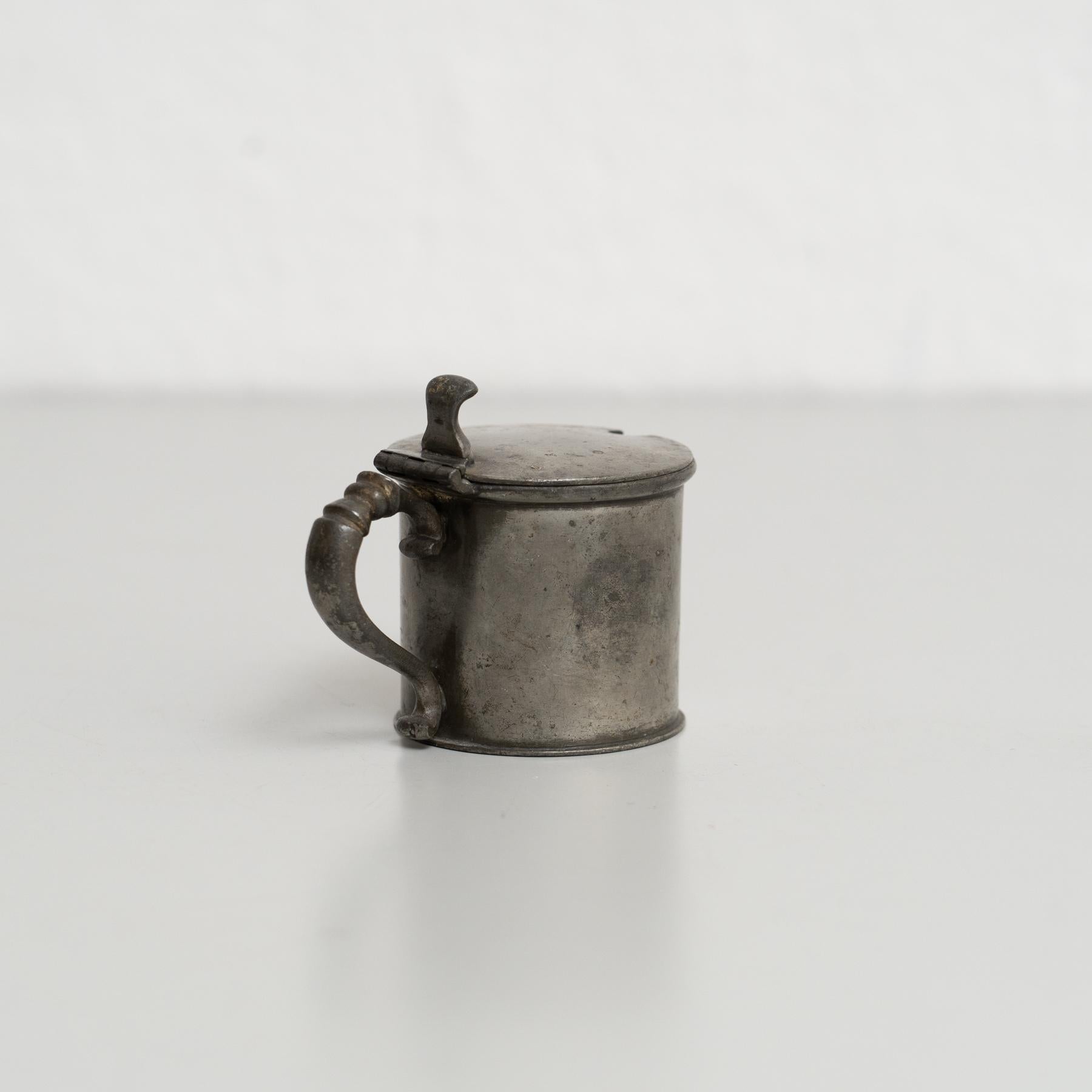 Juego francés vintage de vaso y taza de metal - Circa 1940 mediados del siglo XX