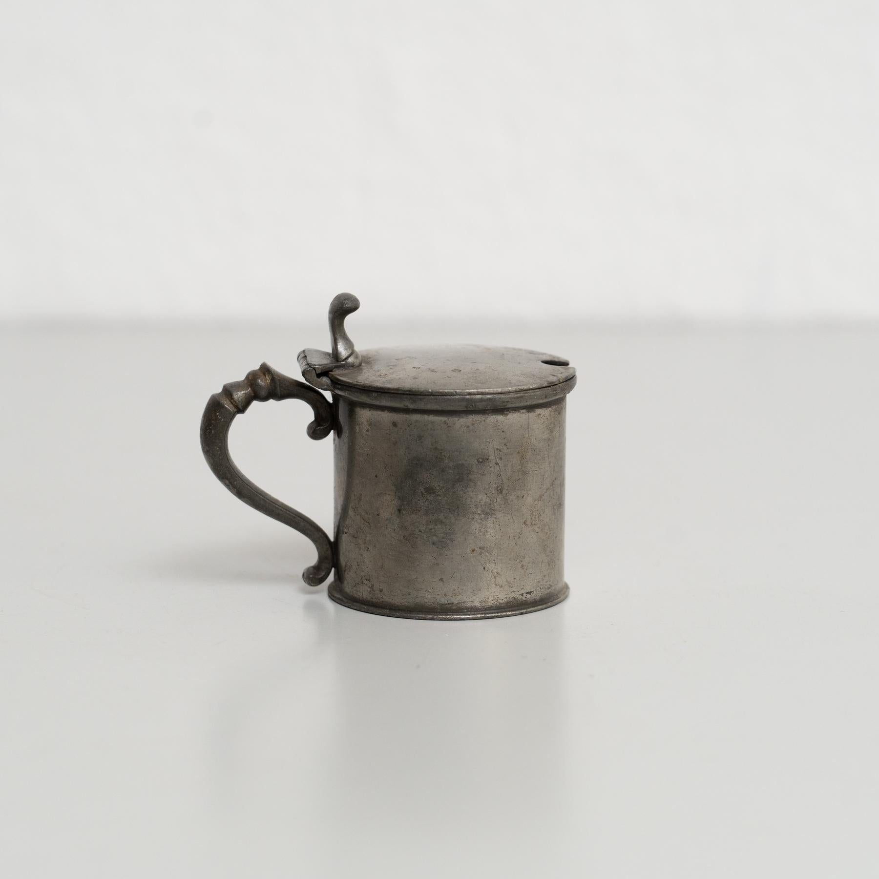 Juego francés vintage de vaso y taza de metal - Circa 1940 Metal