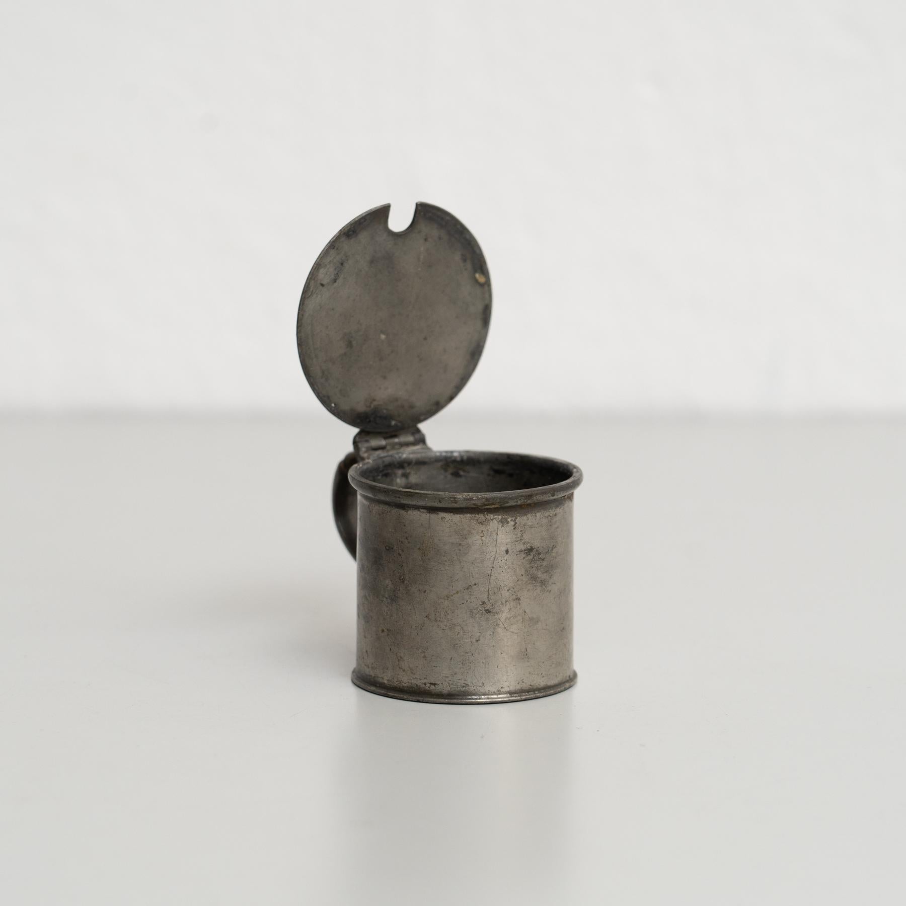 Juego francés vintage de vaso y taza de metal - Circa 1940 1