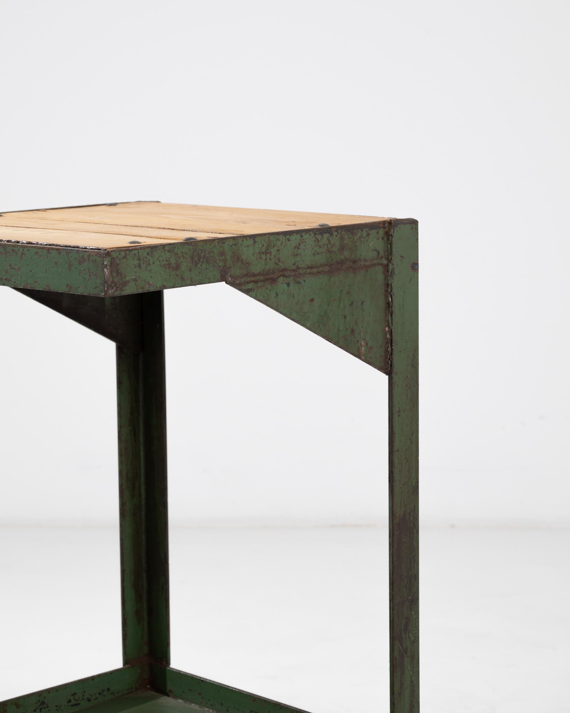 Late 20th Century Vintage French Metal Industrial Table For Sale