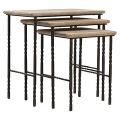 Vintage French Metal Nesting Tables 