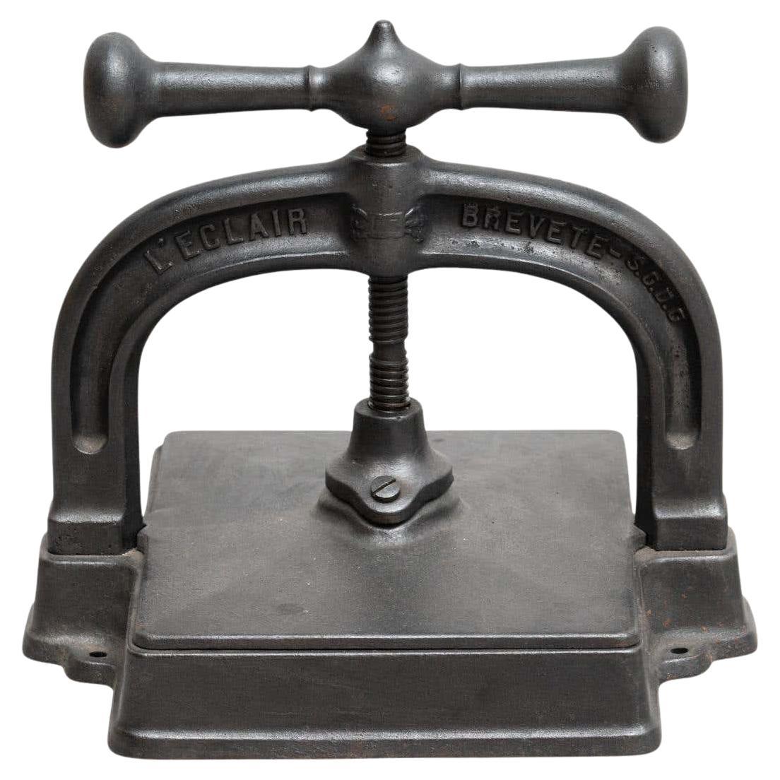 Vintage French Metal Paper Printing Press, circa 1900 For Sale