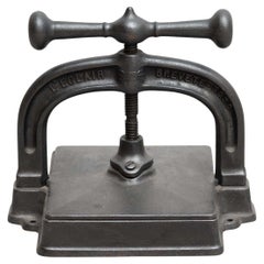 Vintage French Metal Paper Printing Press, circa 1930