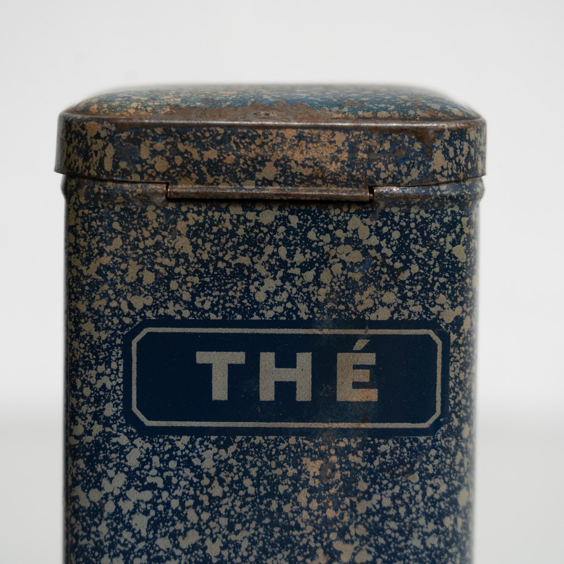 Vintage French Metal Pot Set – Early 20th Century Coffee, Pepper, Sugar Storage For Sale 8