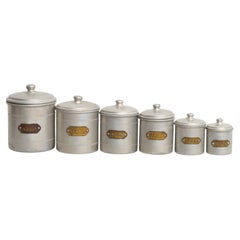 Ensemble de pots en métal - Début du 20ème siècle Café, Poivre, Sucre