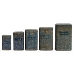 Ensemble de pots en métal - Début du 20ème siècle Café, Poivre, Sucre