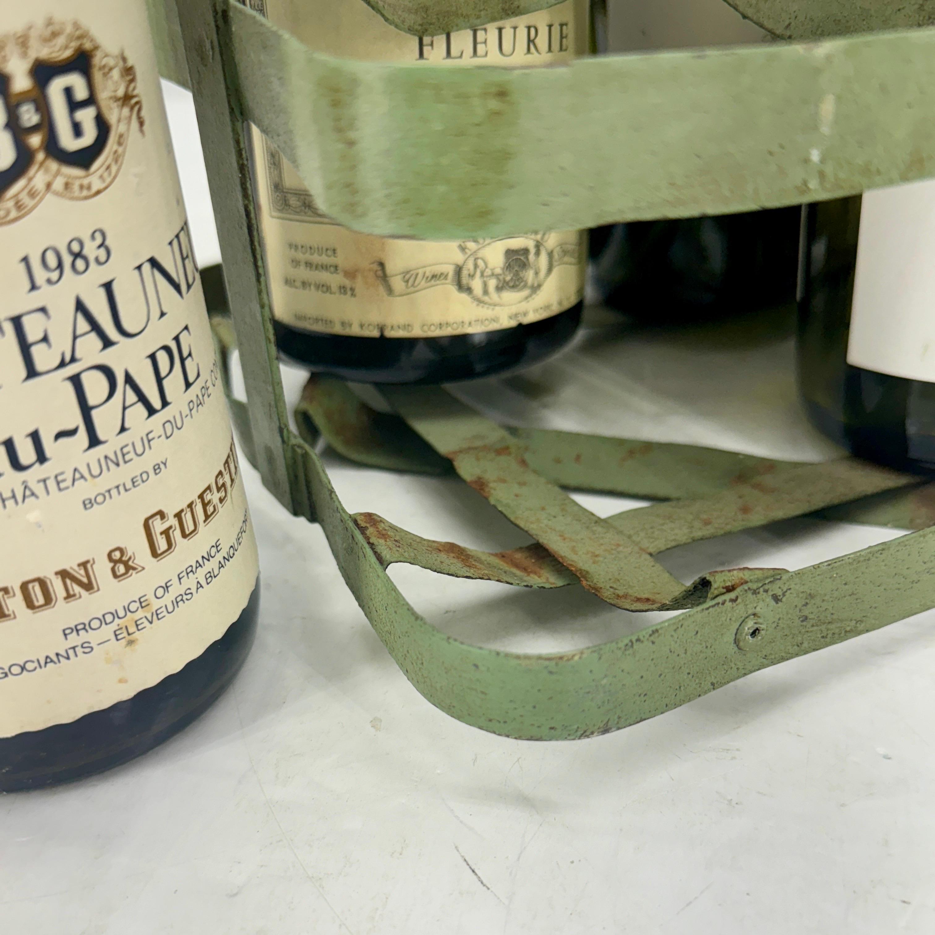 Portabotellas vintage francés de metal para vino y licor Francés