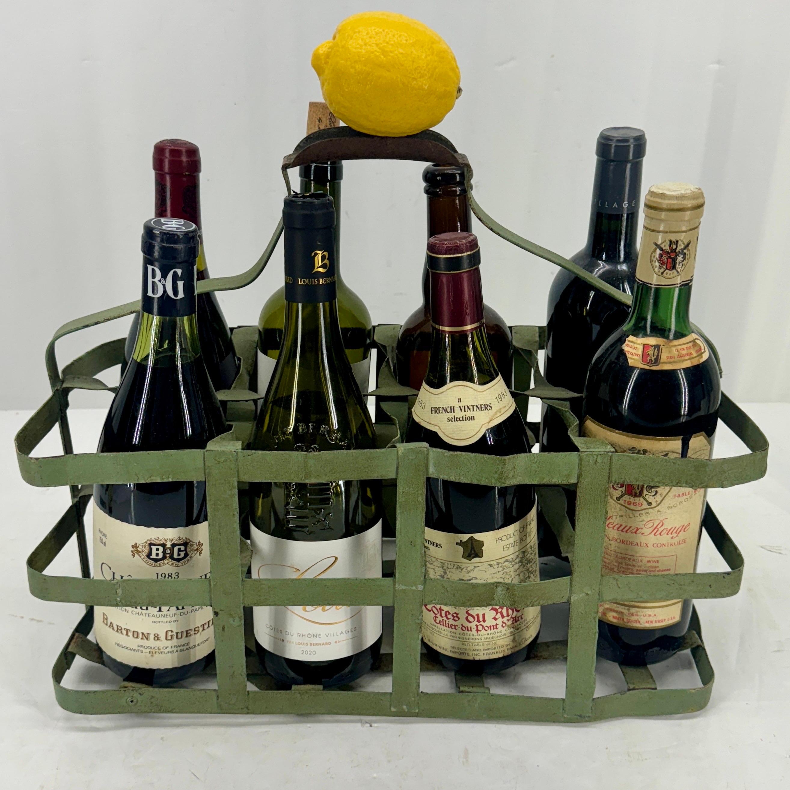 Portabotellas vintage francés de metal para vino y licor Metal