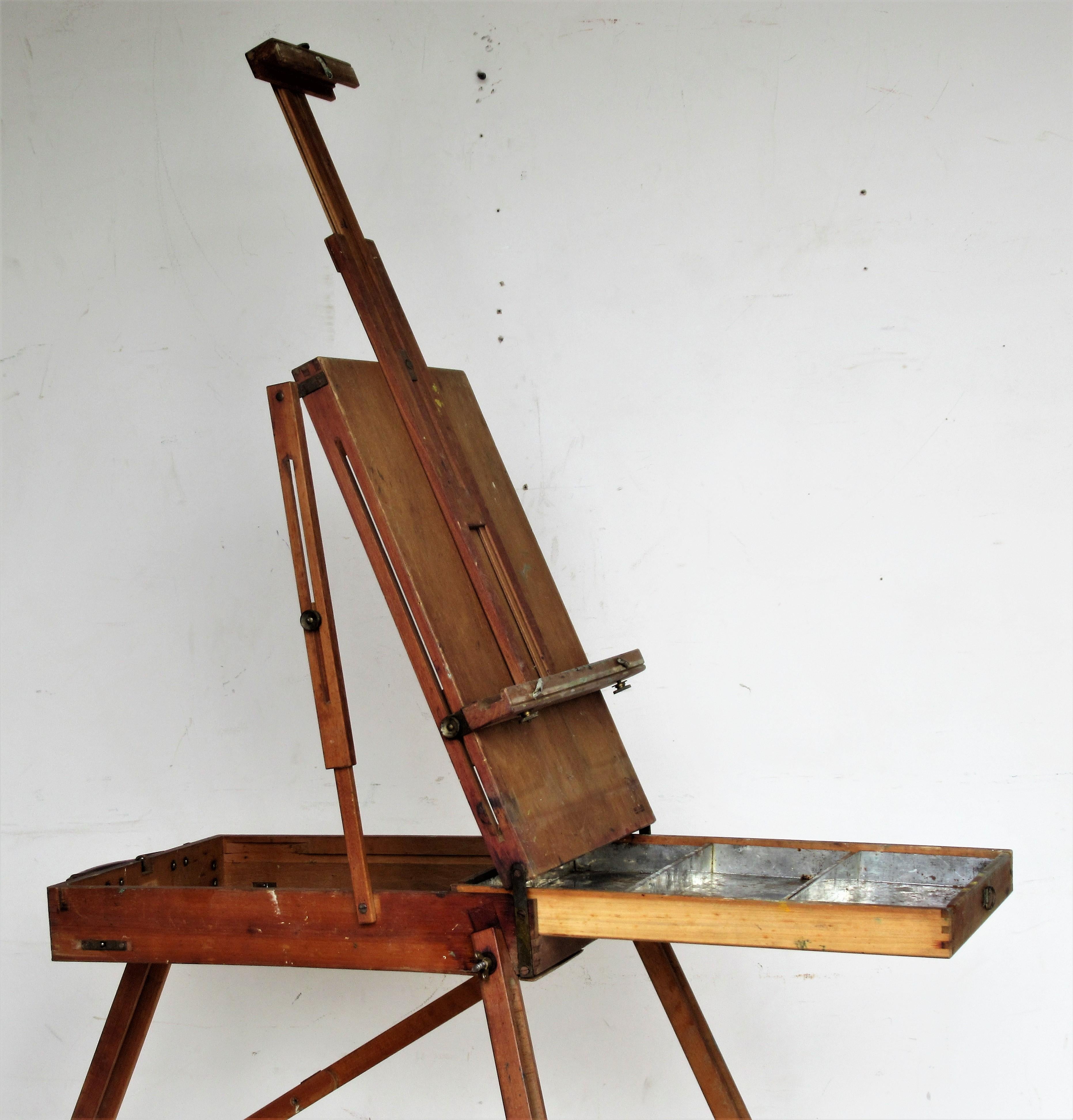 Vintage French Metamorphic Traveling Painters Box Easel 1