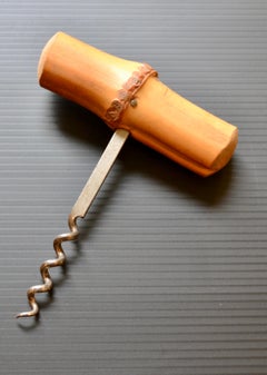 Vintage French Mid-Century Corkscrew with Bamboo Handle, 1950s