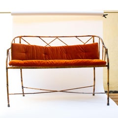 Vintage French Midcentury Faux Bamboo Set of Two Side Chair and a Sofa