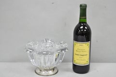 Vintage French Mid Century Modern Crystal Glass Flower Frog Flower Holder Vase