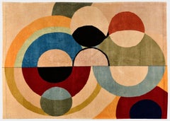 Vintage French Mid-Century Modern Rug in Orphist Geometric Design - Rug & Kilim