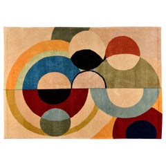Vintage French Mid-Century Modern Rug in Orphist Geometric Design - Rug & Kilim