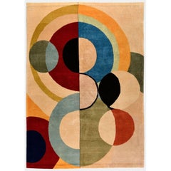 Vintage French Mid-Century Modern Rug in Orphist Geometric Design - Rug & Kilim
