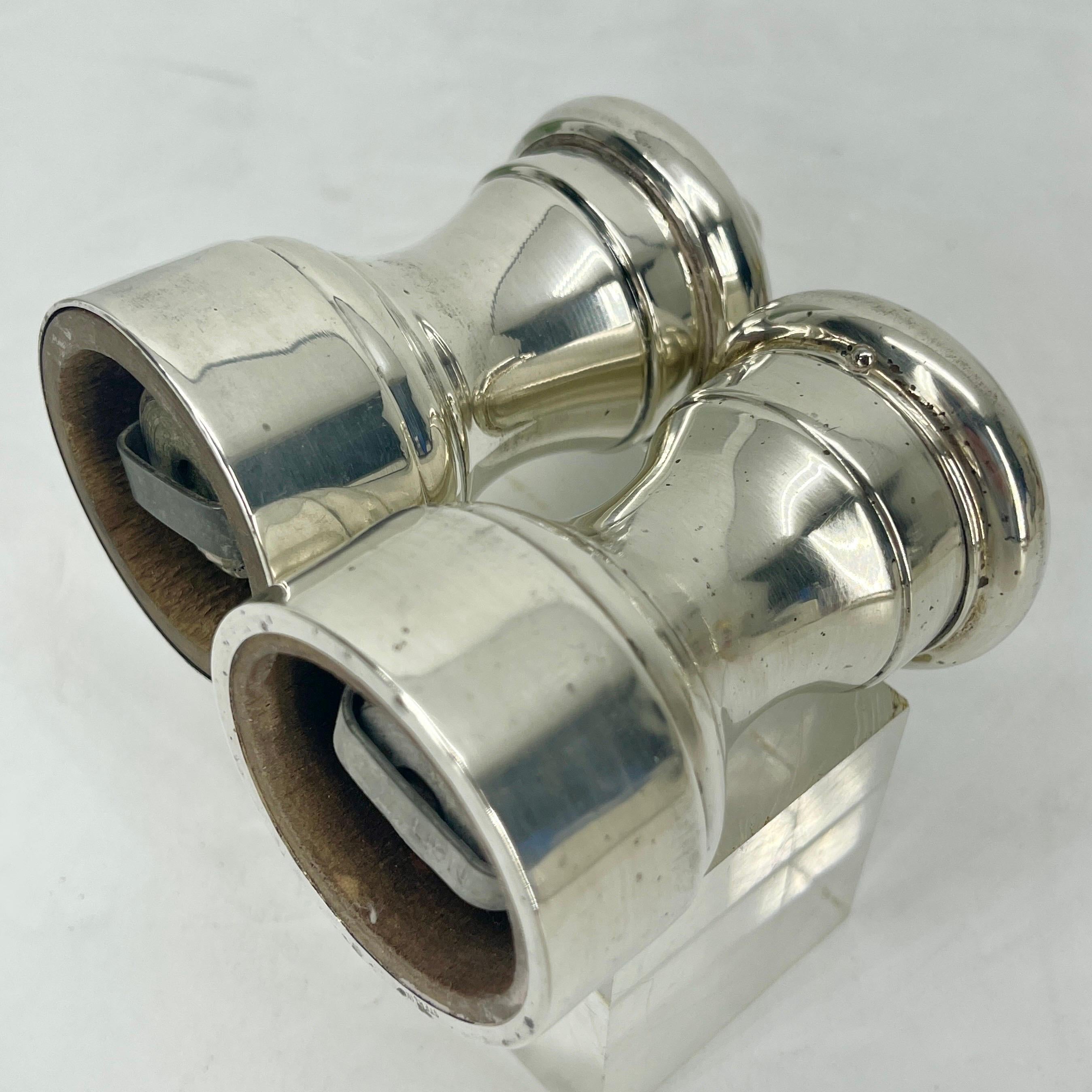 Vintage French Mid-Century Modern Sterling Silver Salt and Pepper Set 6