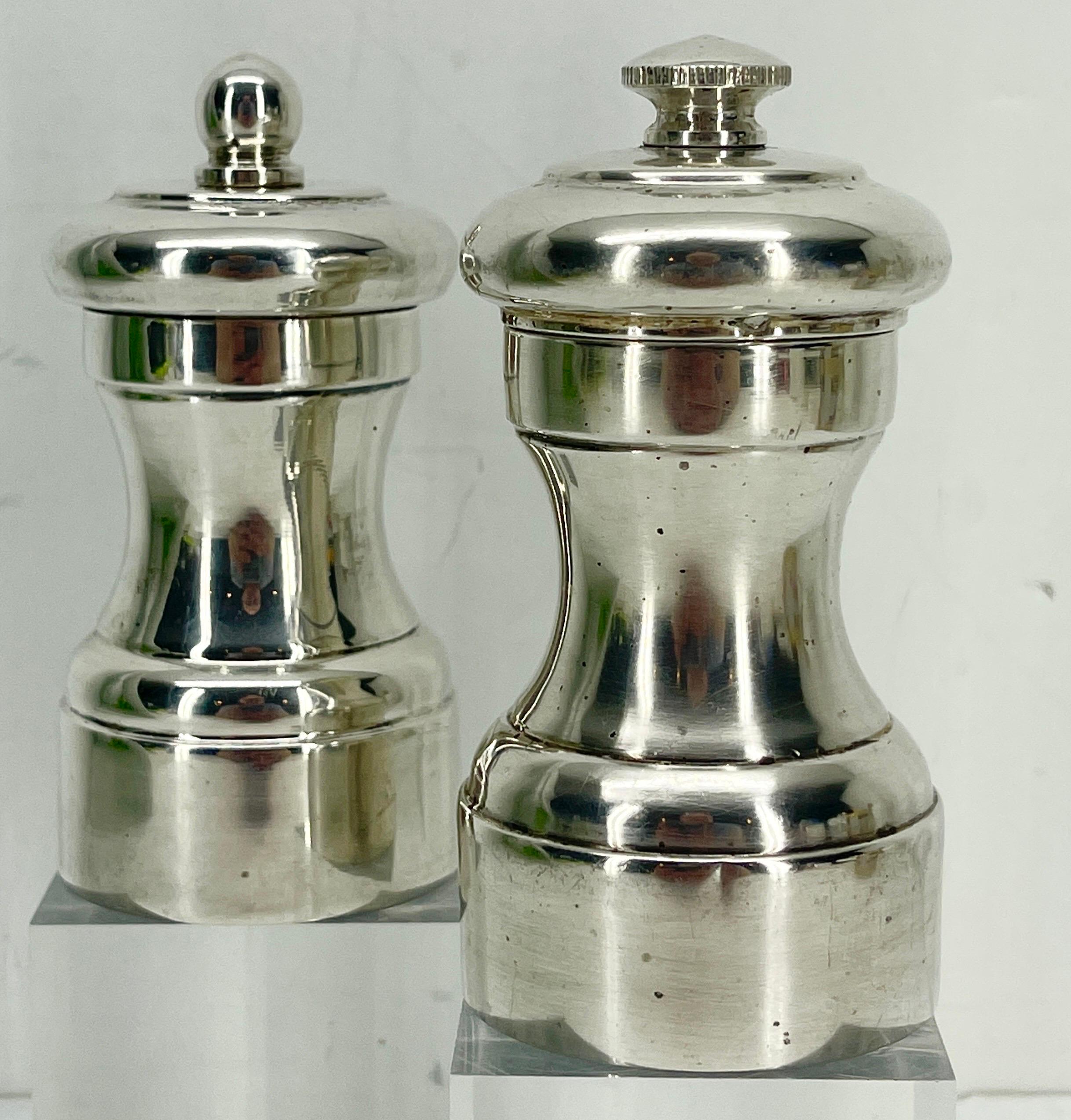 Vintage French Mid-Century Modern Sterling Silver Salt and Pepper Set 2