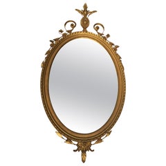 Antique French Midcentury Gold Wall Mirror with Handmade Detail