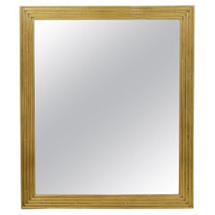Vintage French Midcentury Rectangular Brass Mirror with Reeded Motifs Vintage French Midcentury Rectangular Brass Mirror with Reeded Motifs