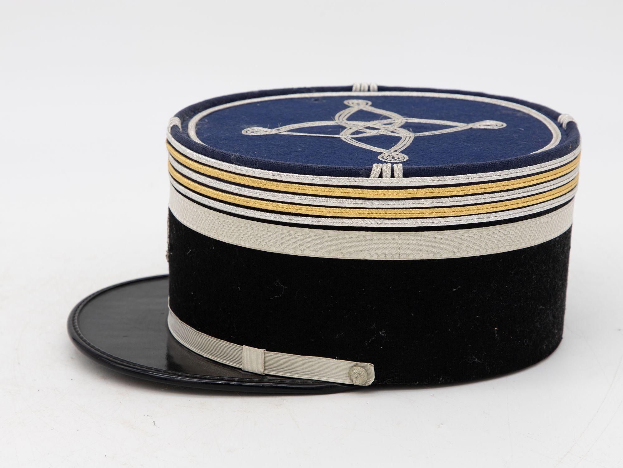 A rare French Military Academy Officer's hat or cap from the 1970s. These special and unique hats are part of the uniform of students studying to become officers in the French Military. This is a highly unusual and heavily ornamental cap making it