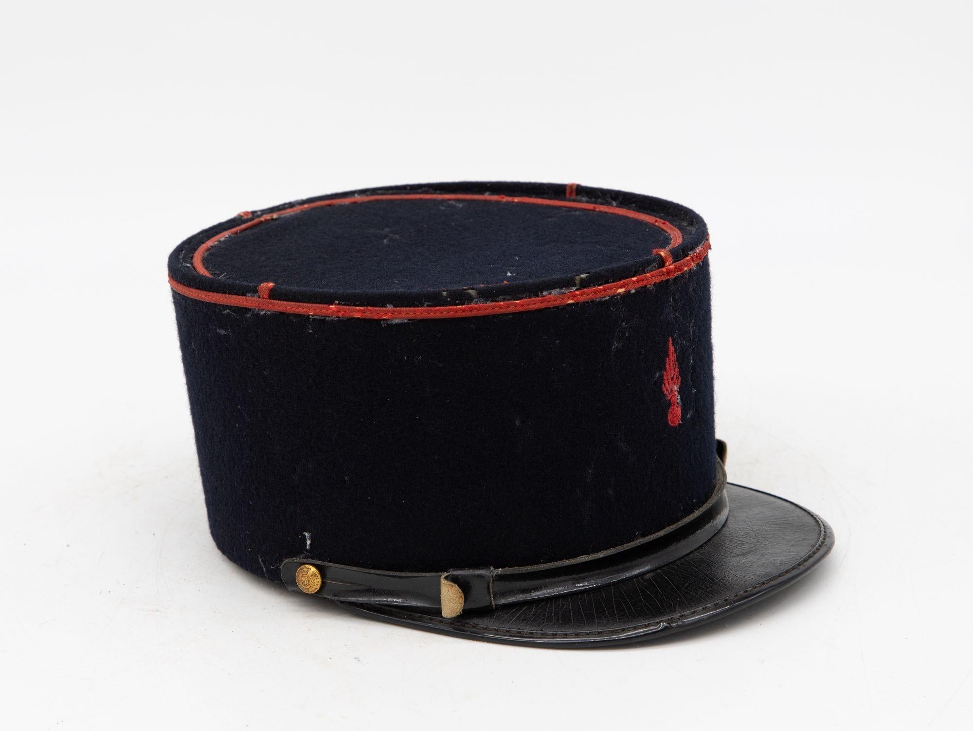 Vintage French Military Academy Officers Hat, Mid Century In Good Condition For Sale In South Salem, NY