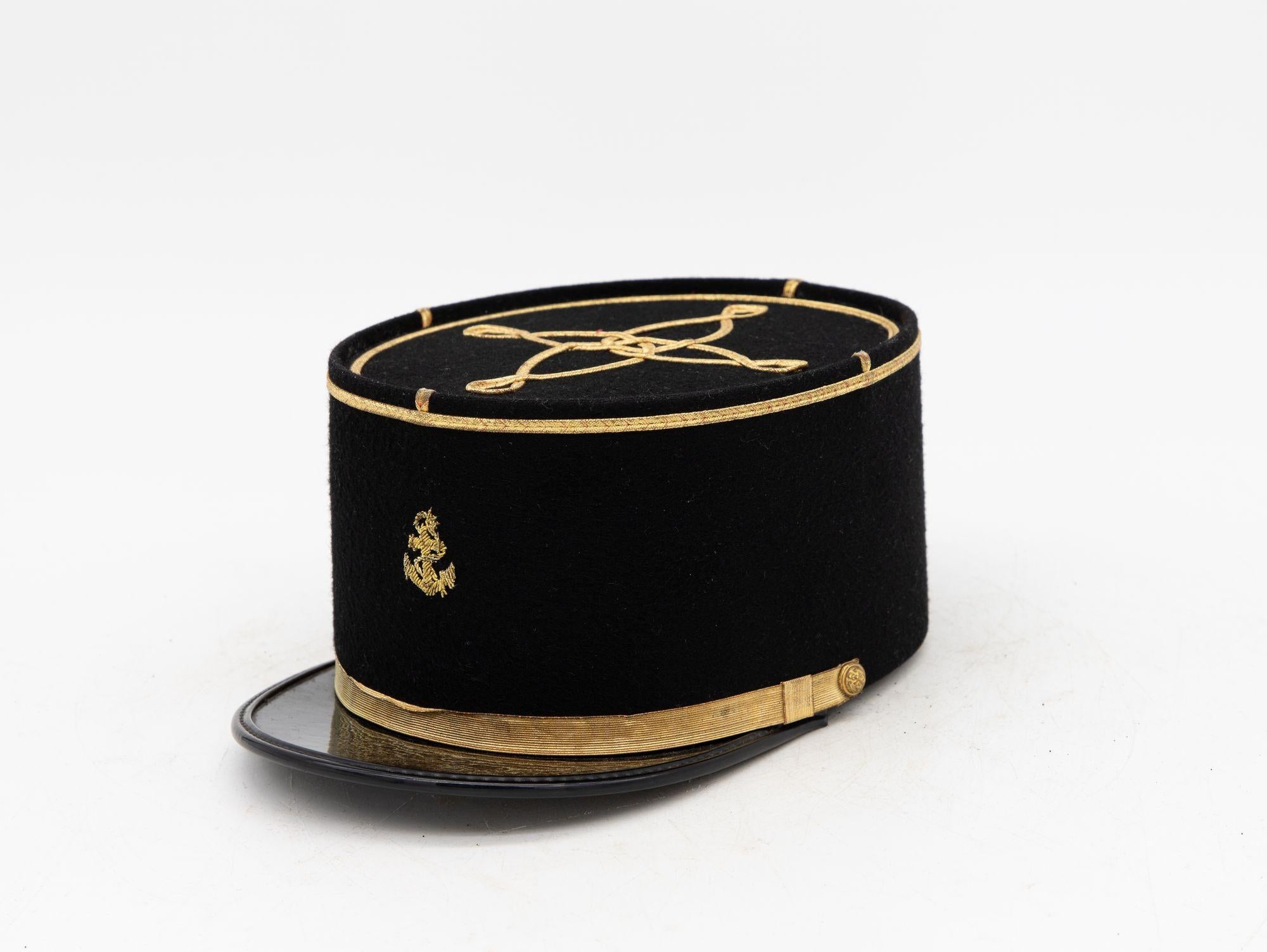 Felt Vintage French Military Academy Officers Hat, Mid Century For Sale