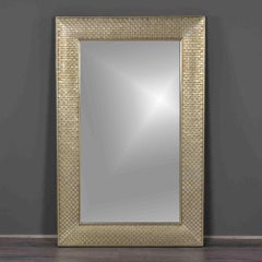 Vintage French Mirror in Champagne with Textured Metal Frame