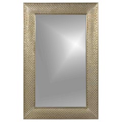 Vintage French Mirror in Champagne with Textured Metal Frame