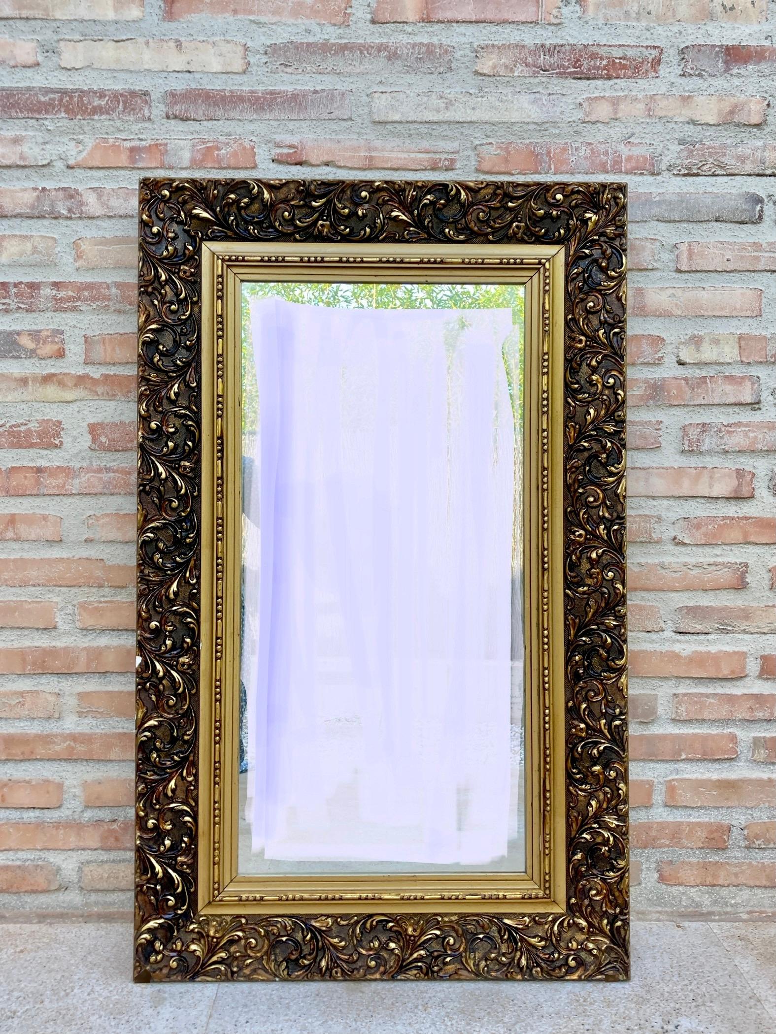 Baroque Revival Vintage French Mirror with Gold Frame For Sale