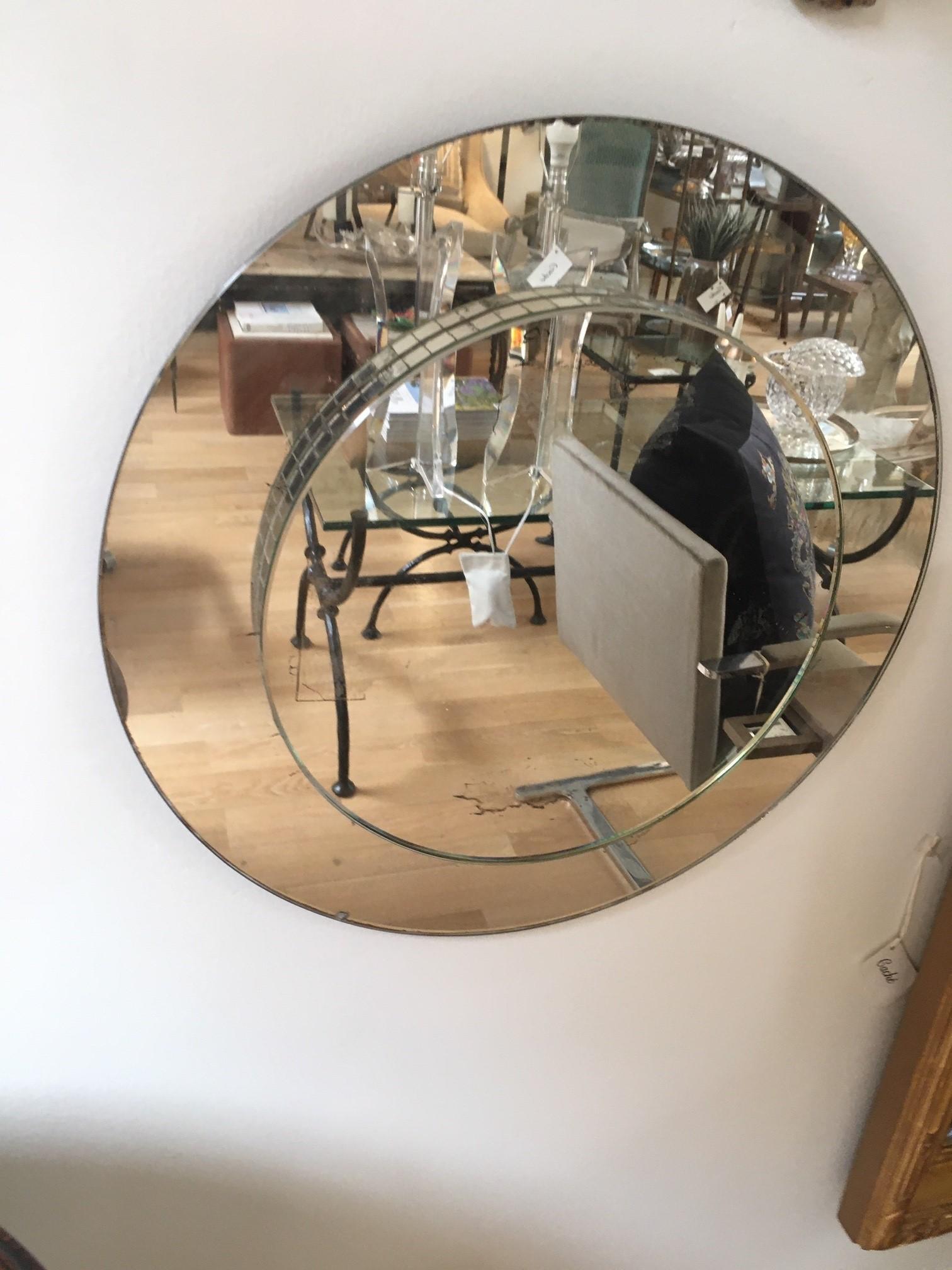 Miroir mural français vintage avec mosaïque de miroirs, dispositif d'accrochage à taquets au dos du miroir 