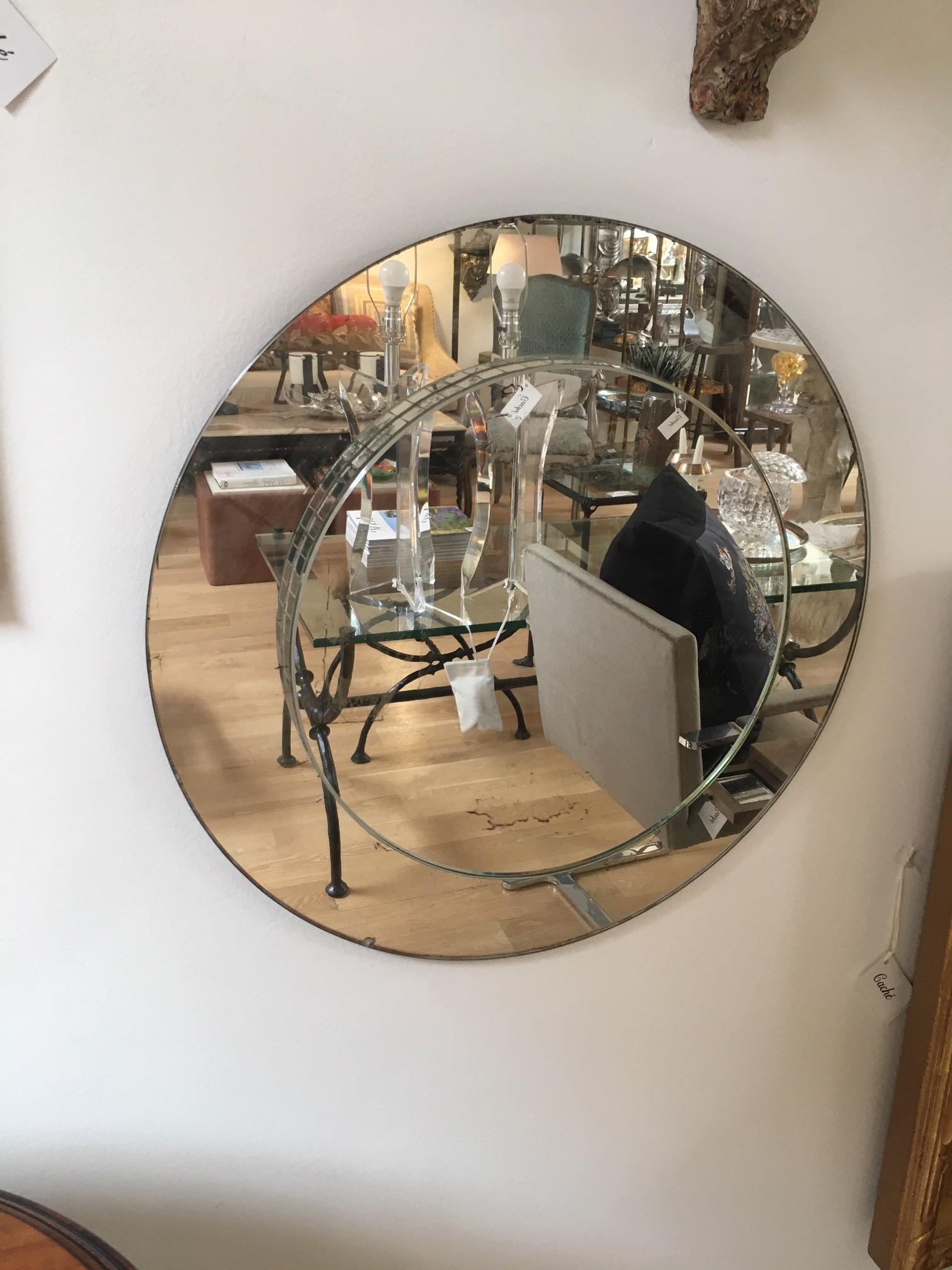 Verre Miroir mural français vintage avec mosaïque de miroir en vente