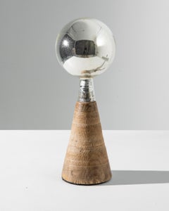Vintage French Mirrored Sphere on Wooden Stand