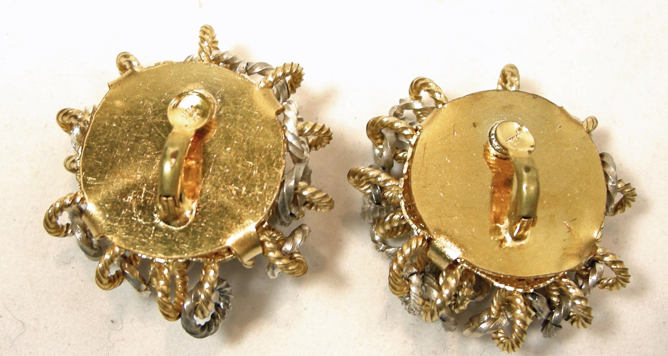 Women's or Men's Vintage French Mixed-Metal Earrings For Sale