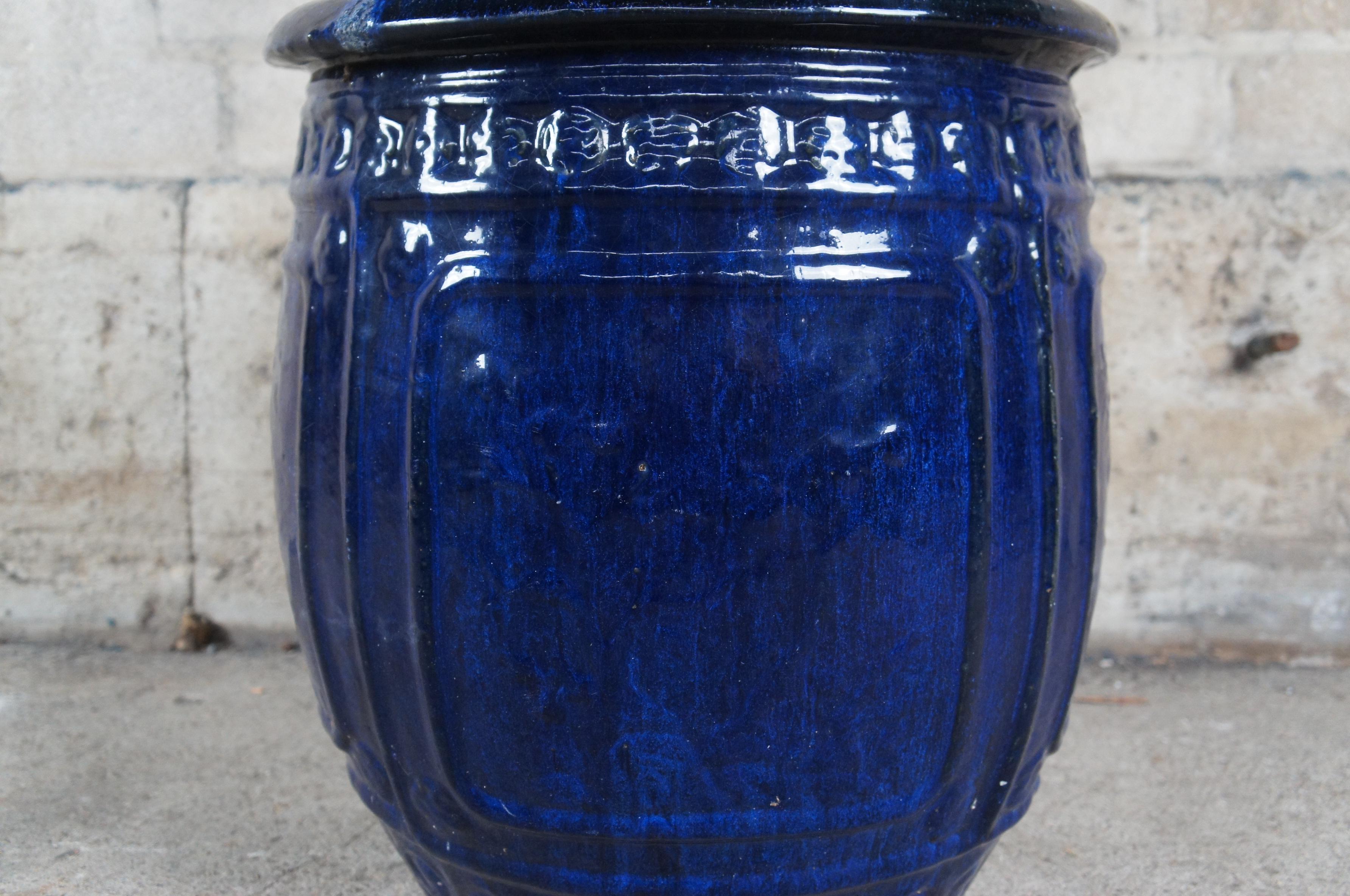20th Century Vintage French Modern Blue Glazed Ceramic Jardinière Urn Planter Pot 19