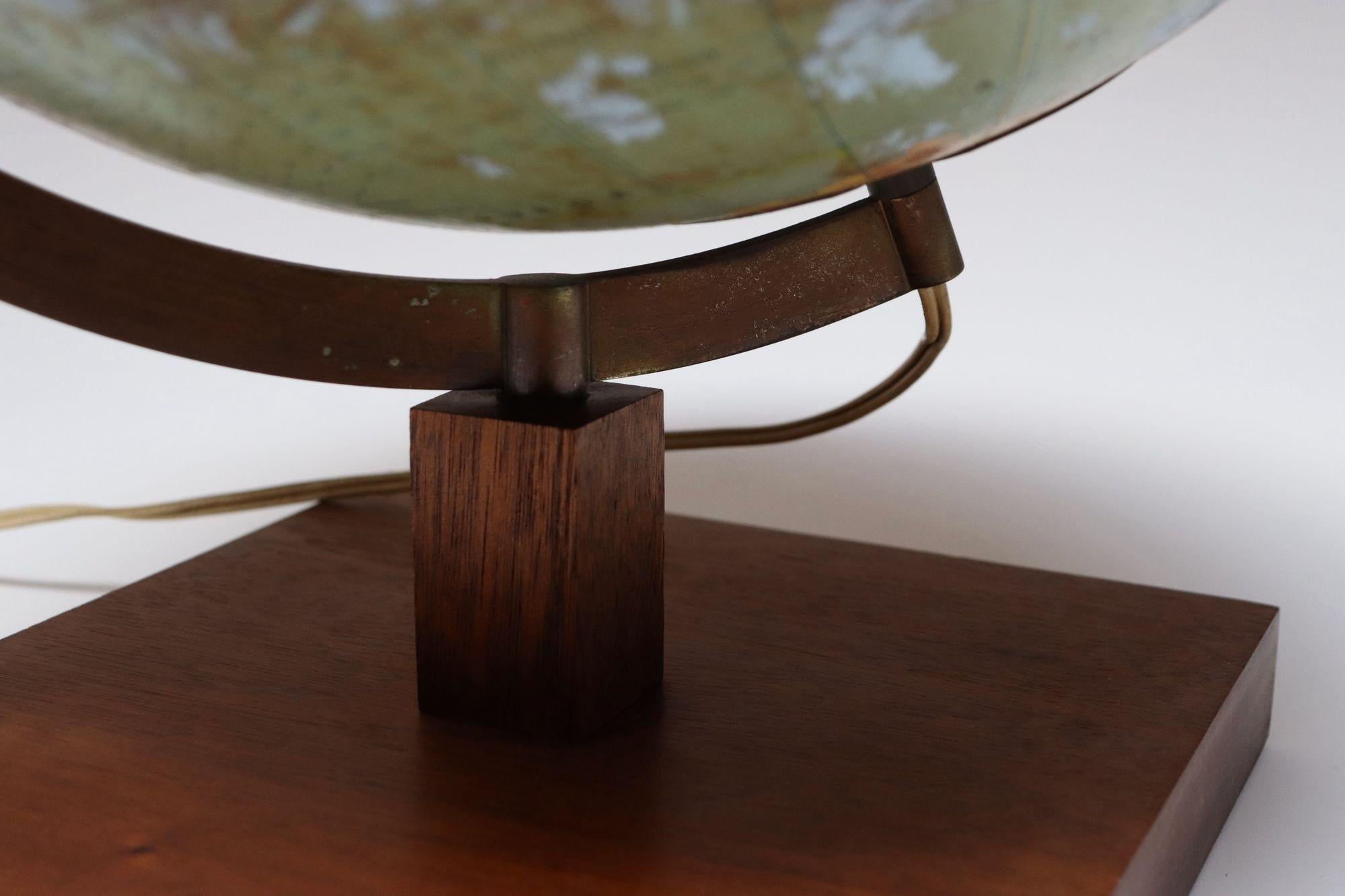 Vintage French Modern Illuminated Glass Globe Terrestre by Girard et Barrère For Sale 11