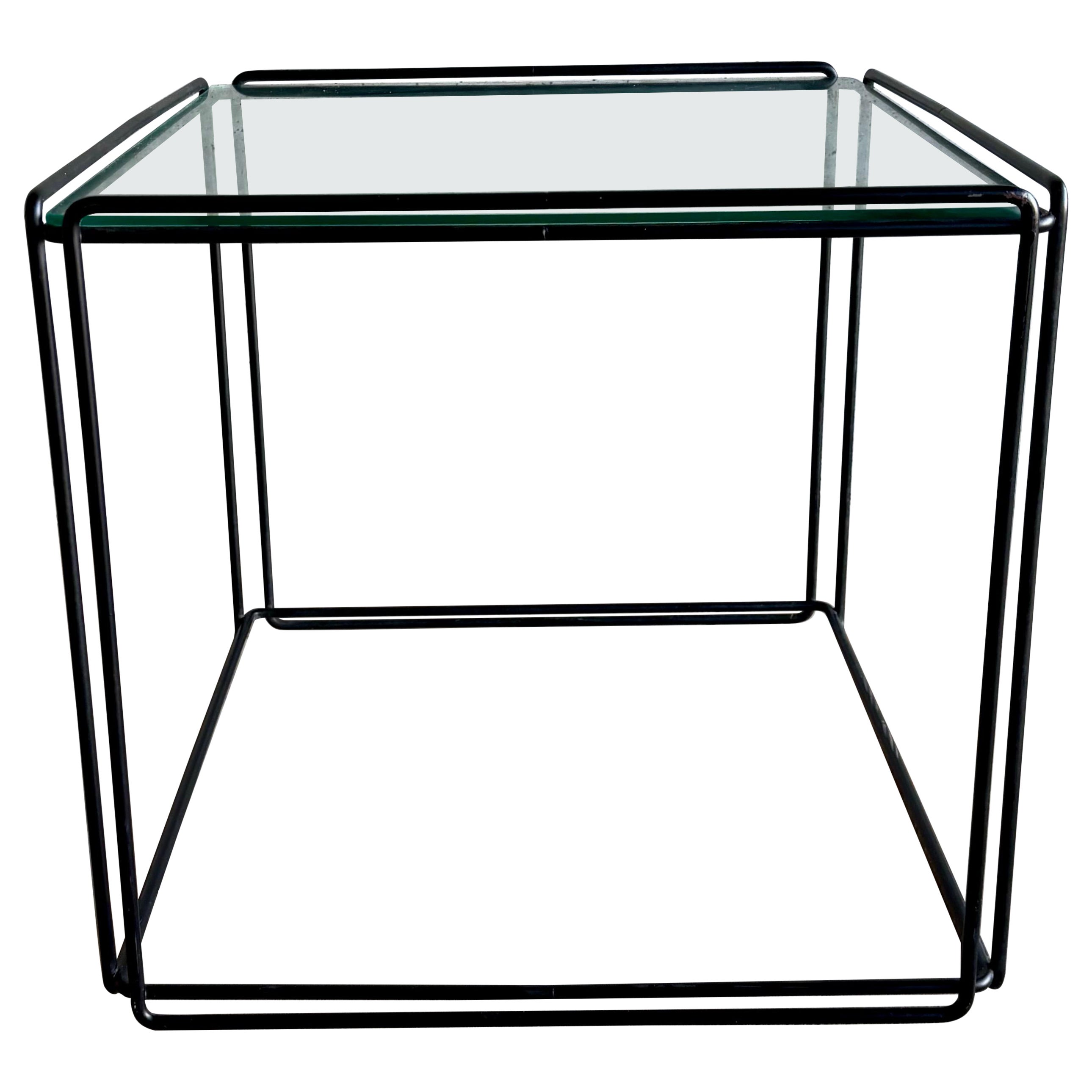 Vintage French Modern Iron 
Glass “Isocele” Side Table by Max Sauze, 1960s