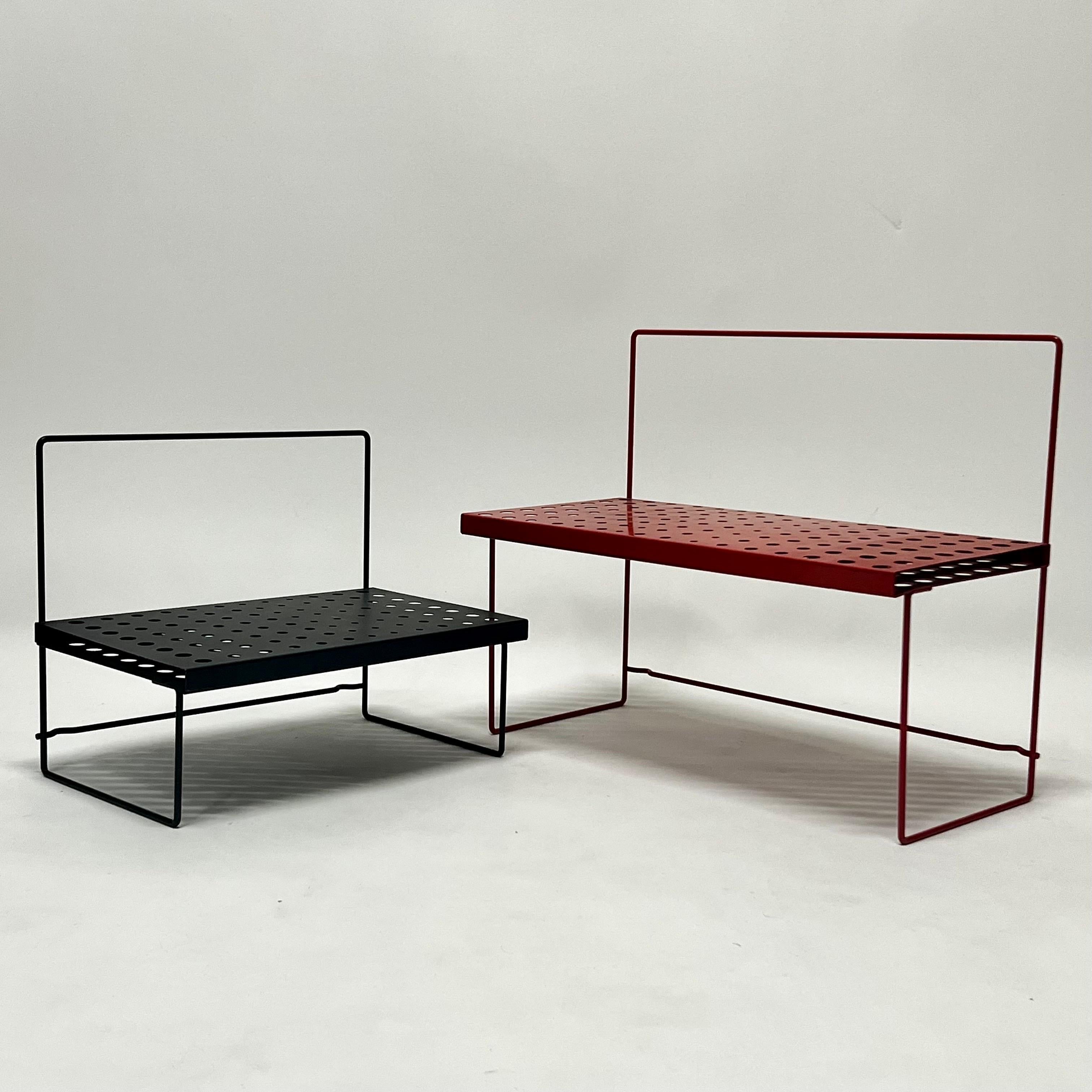 Vintage French Modern Perforated Metal Plant Stands, c1960s In Good Condition For Sale In Oakland, CA