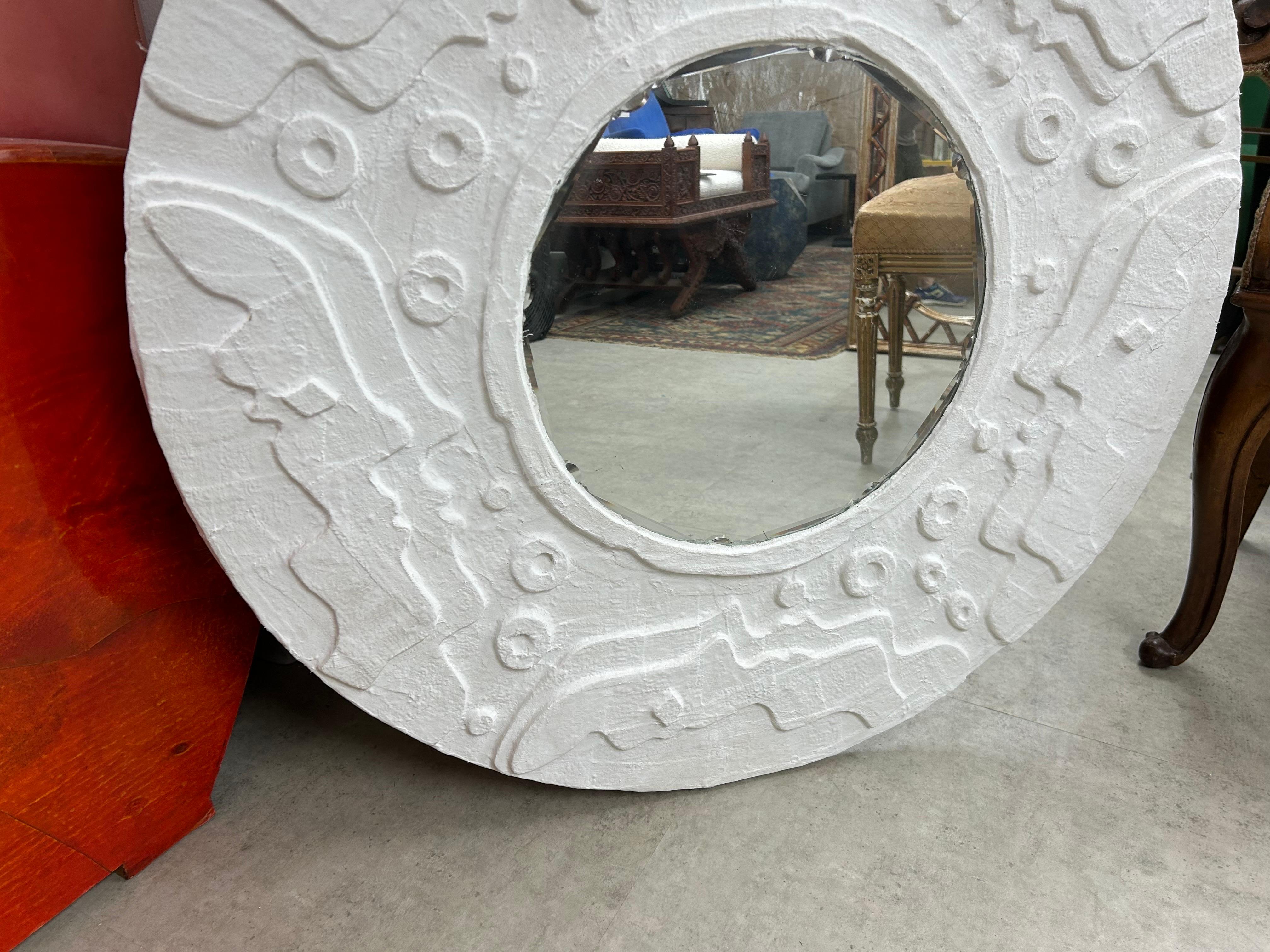 Français Miroir biseauté en plâtre, Vintage French Modern