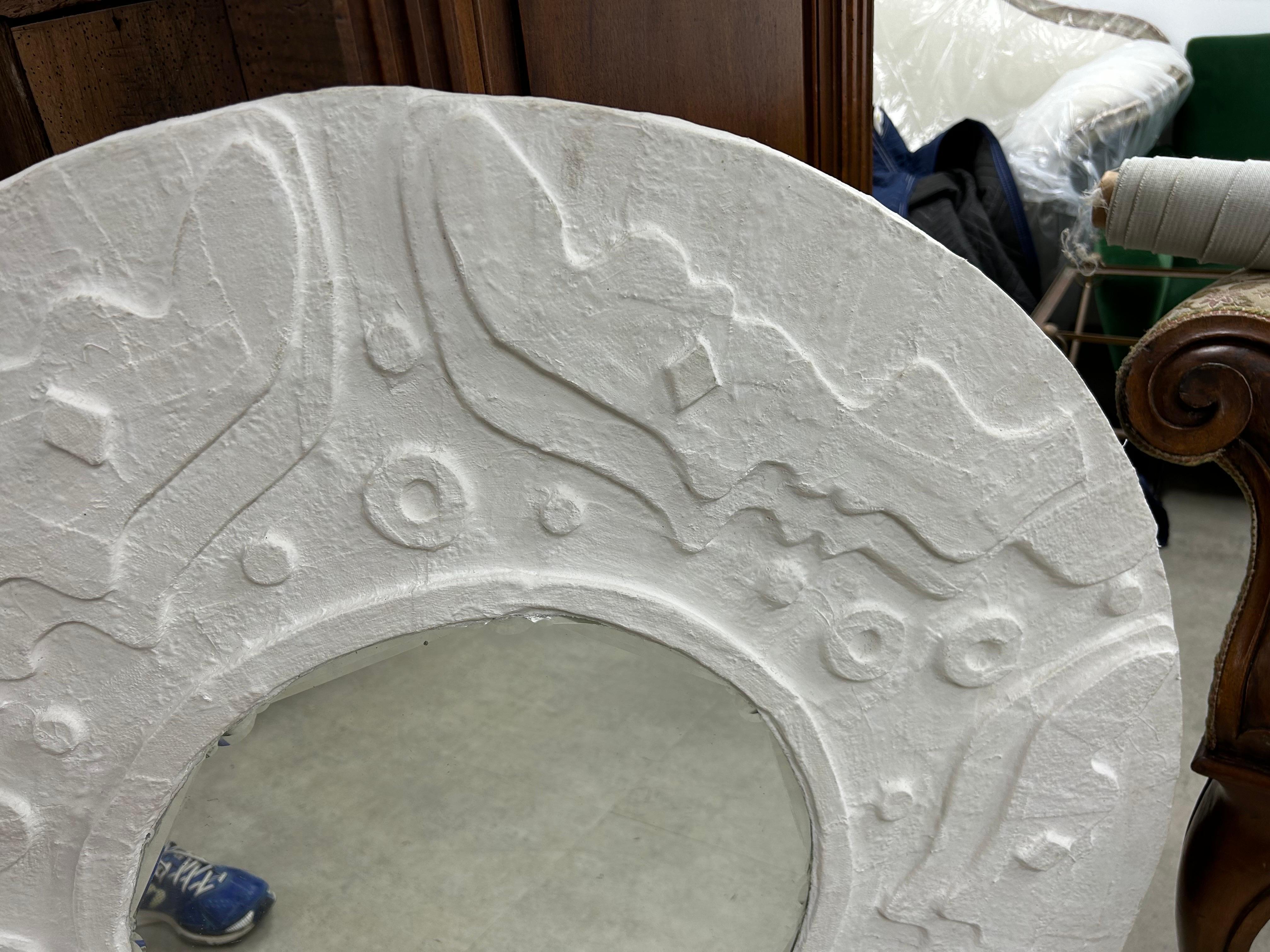 Miroir biseauté en plâtre, Vintage French Modern 1