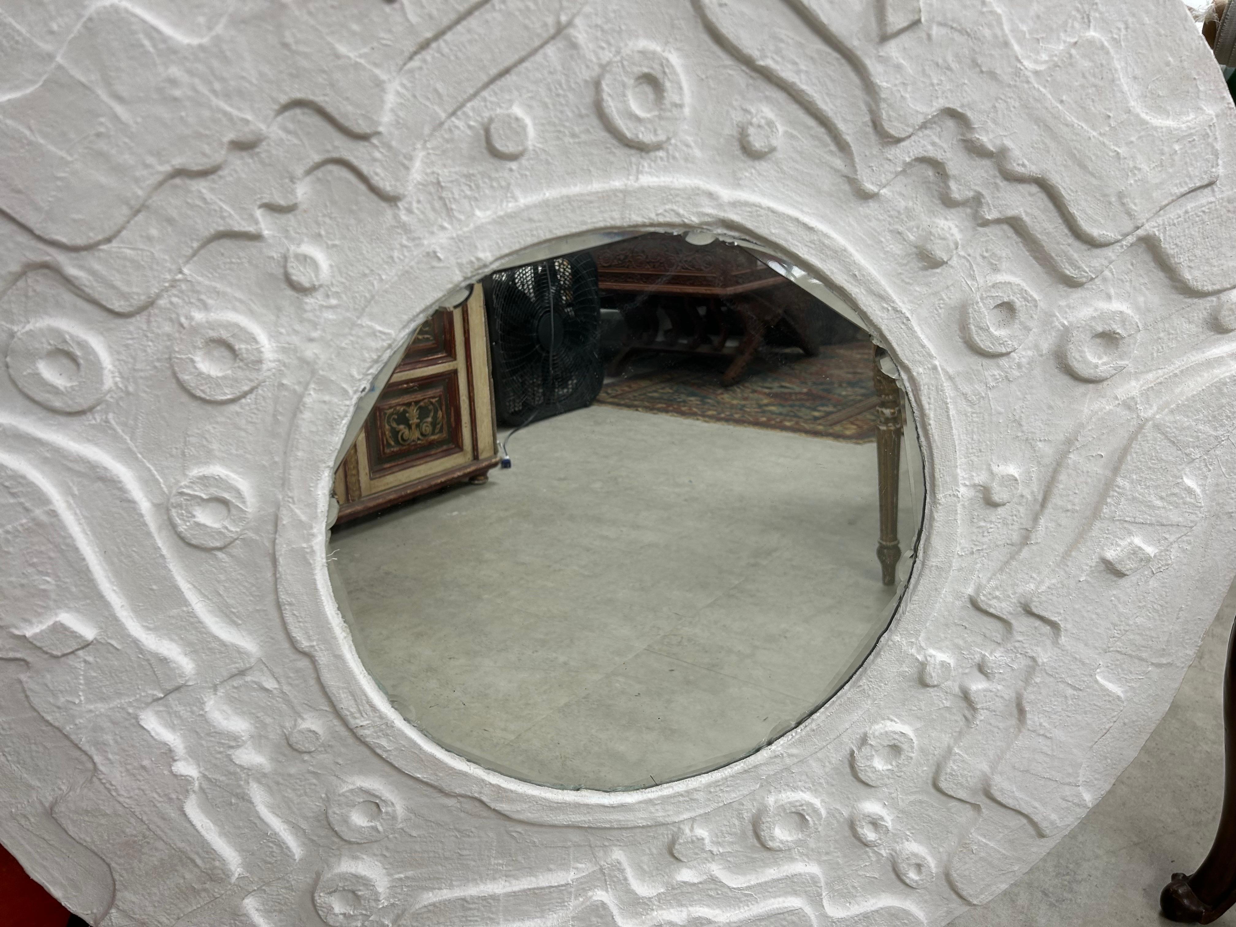 Miroir biseauté en plâtre, Vintage French Modern 2