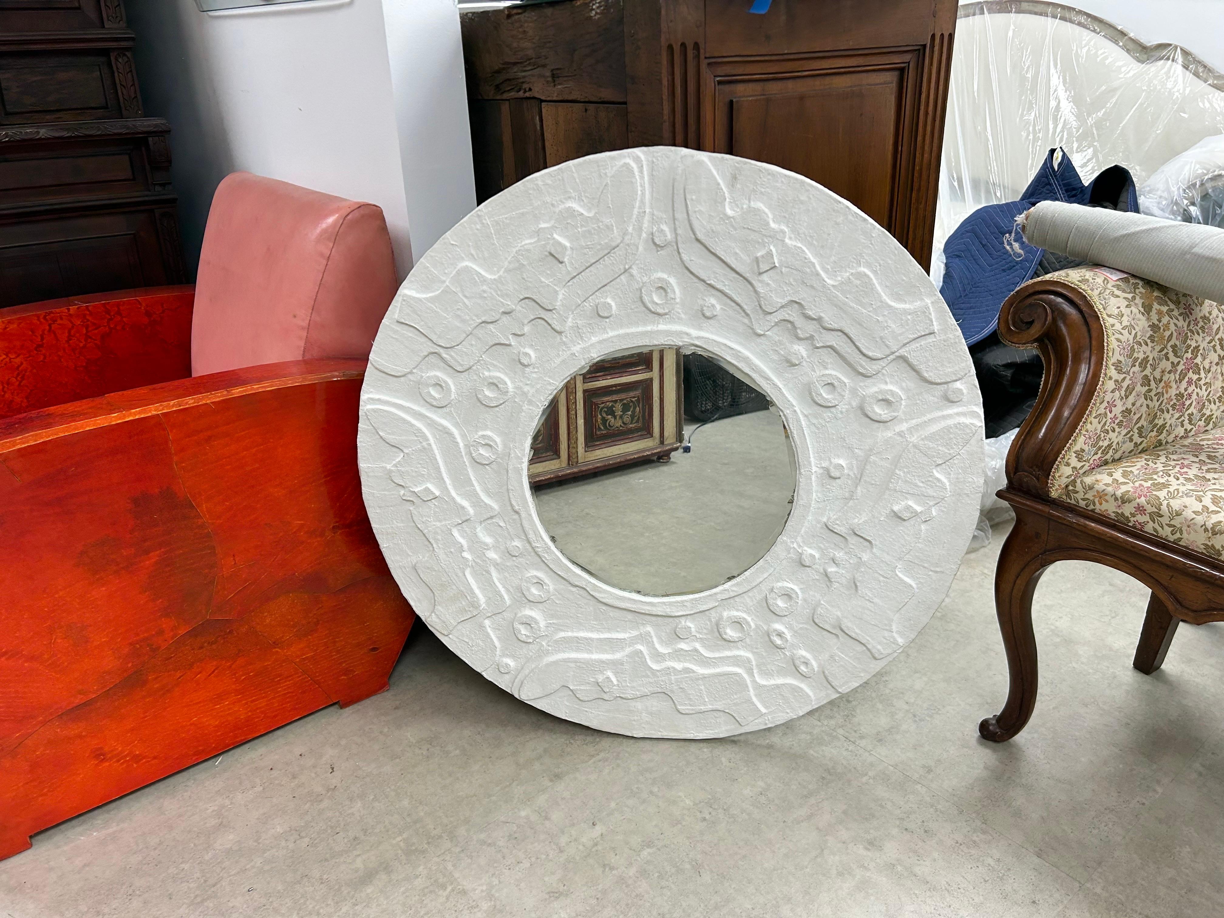 Miroir biseauté en plâtre, Vintage French Modern 3