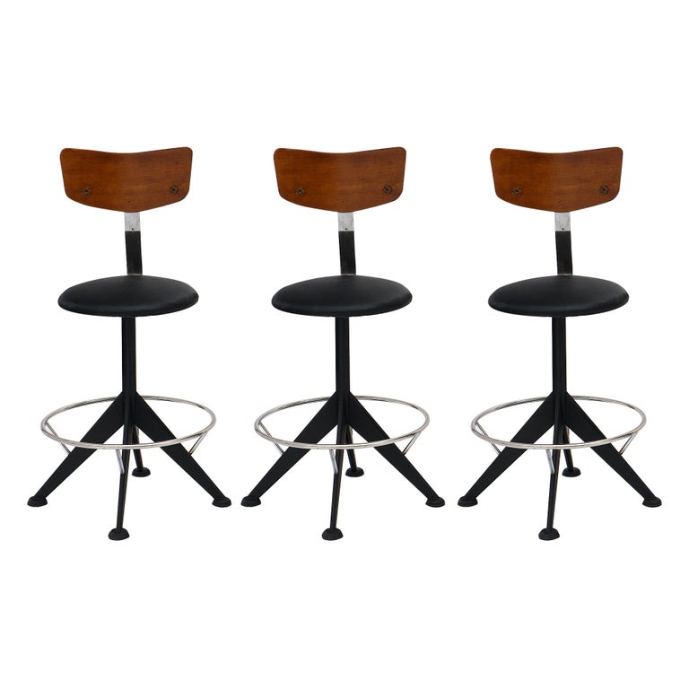 Vintage French Modernist Bar Stools at 1stDibs