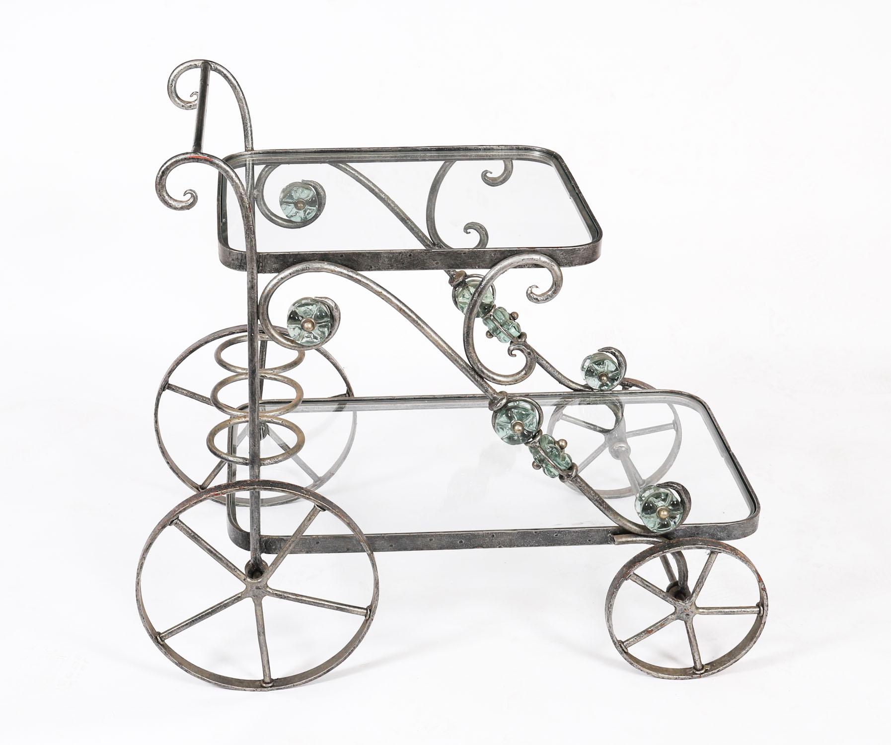 Vintage Französisch Modernist vergoldet Getränke servieren Trolley Mitte des 20. (Moderne der Mitte des Jahrhunderts) im Angebot