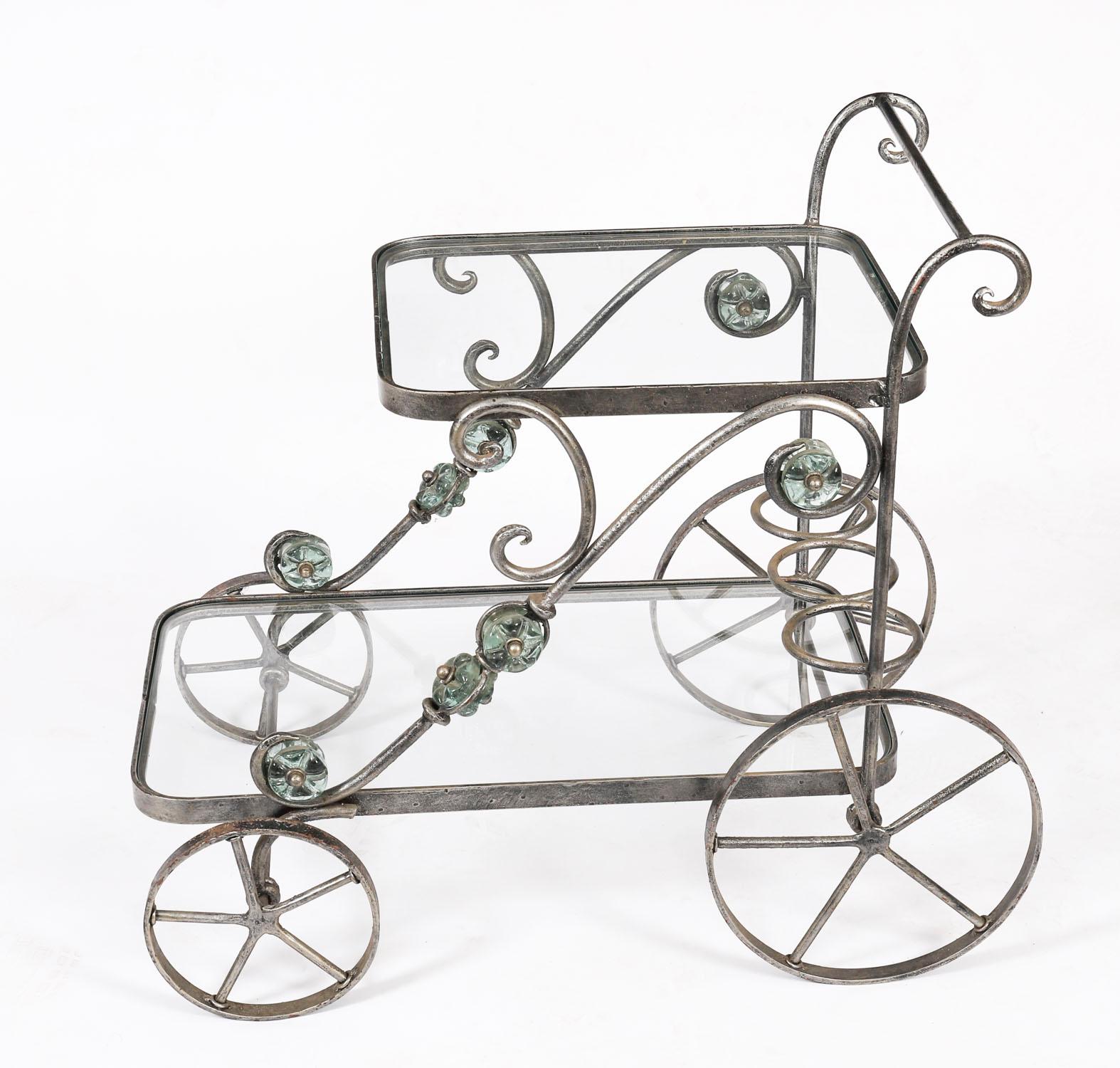 Vintage Französisch Modernist vergoldet Getränke servieren Trolley Mitte des 20. (Vergoldet) im Angebot