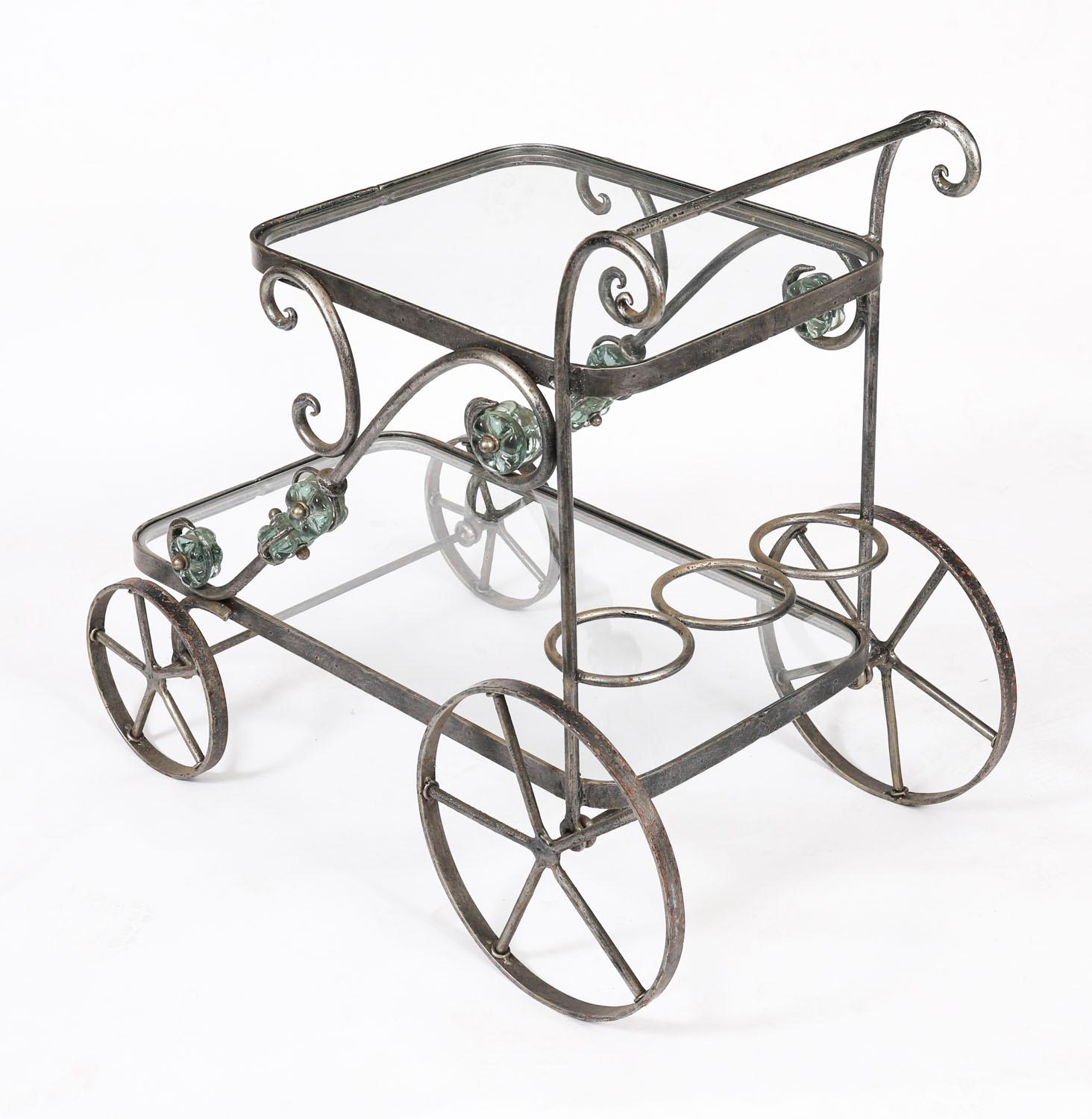 Vintage Französisch Modernist vergoldet Getränke servieren Trolley Mitte des 20. im Zustand „Gut“ im Angebot in London, GB