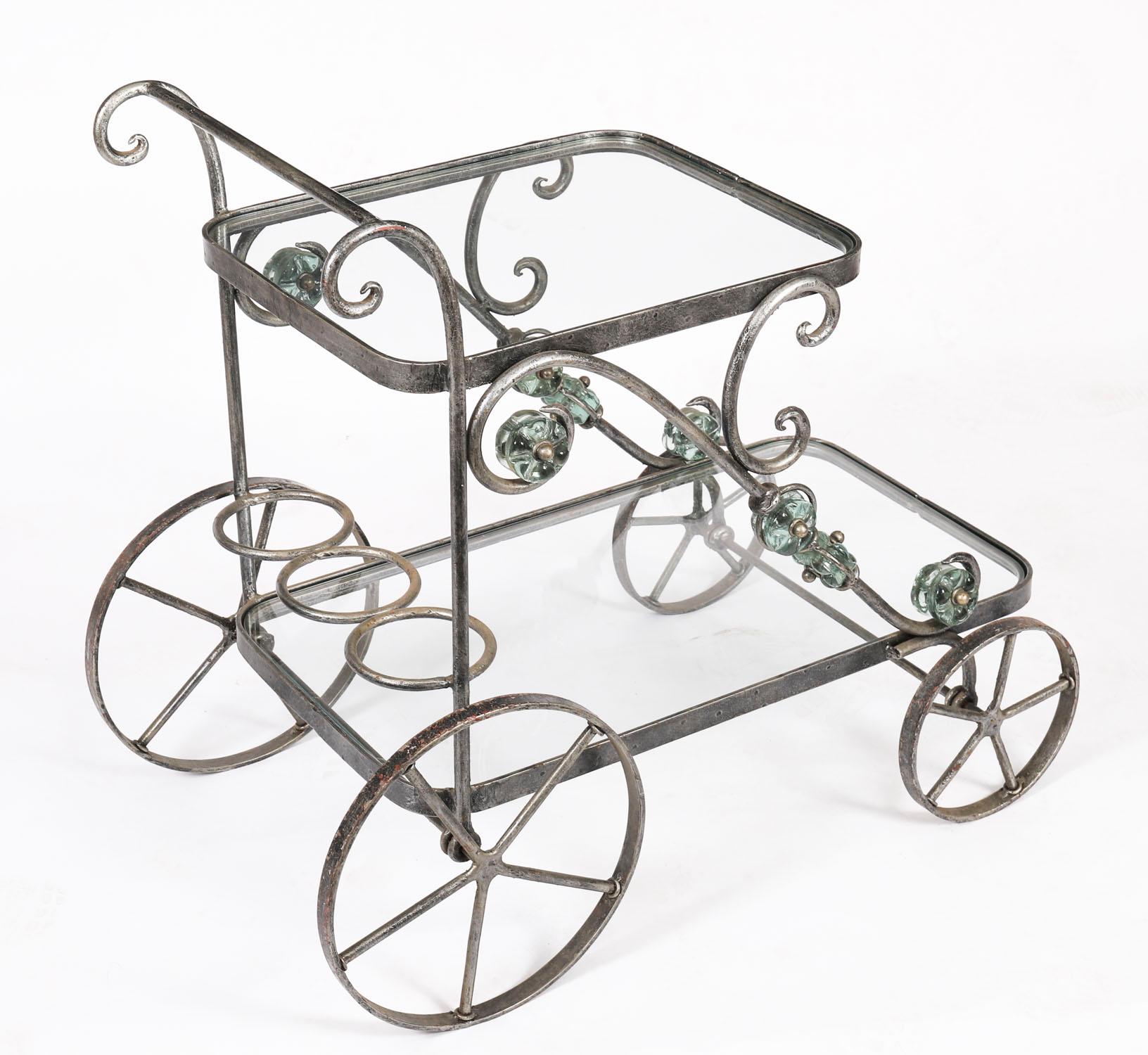 Vintage Französisch Modernist vergoldet Getränke servieren Trolley Mitte des 20. (20. Jahrhundert) im Angebot