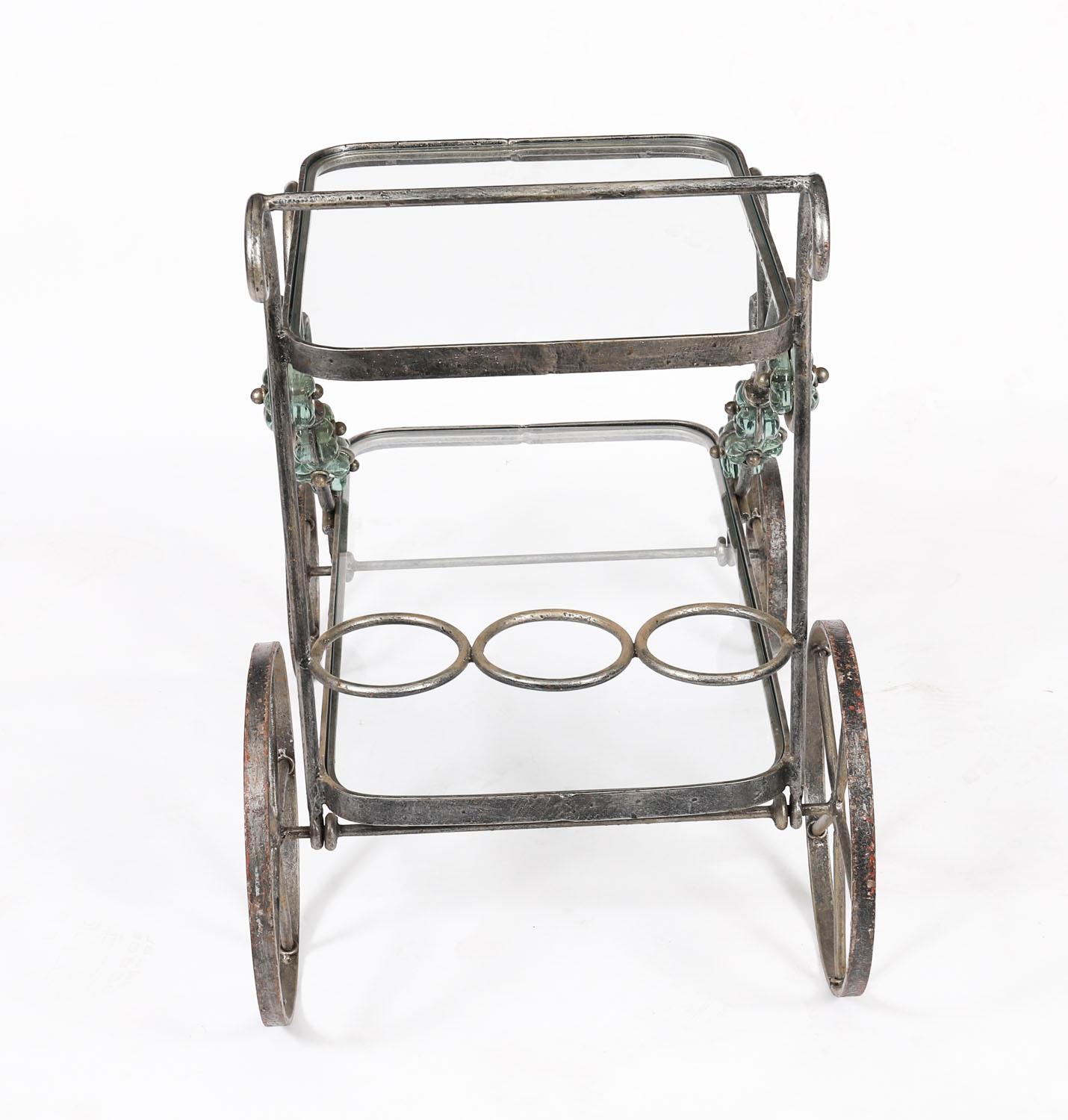 Vintage Französisch Modernist vergoldet Getränke servieren Trolley Mitte des 20. (Silber) im Angebot